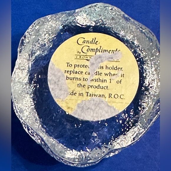 Vintage Crowning Touch Snowball Tapered Candle Holders Clear Glass Set of 2 - Picture 4 of 4